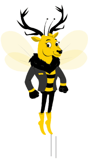 The ElkBee mascot, an elk with bee wings